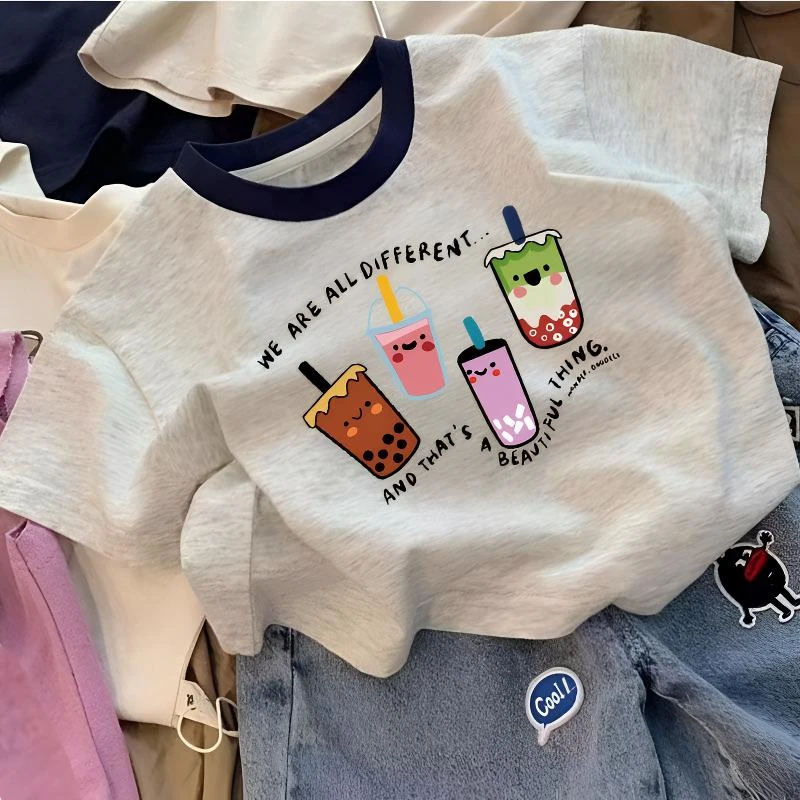 儿童纯棉T恤宝宝新品短袖夏季汉堡堡卡通韩版男女童洋气百搭上衣t