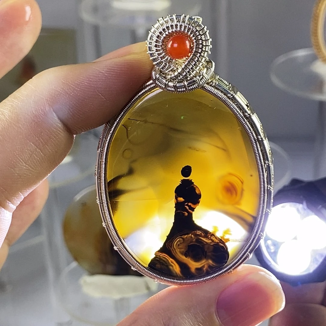 合成碳硅石非金属时尚图纹画面石饰品