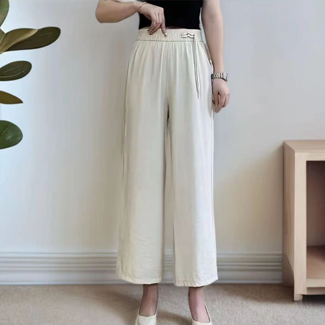 夏季新款爆款中式休闲九分裤宽松国风窄版直筒裤薄款垂直女裤