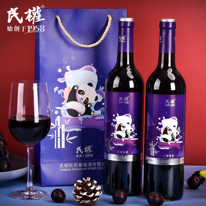 民权熊猫甜型甜红酒整箱甜红葡萄酒750ML