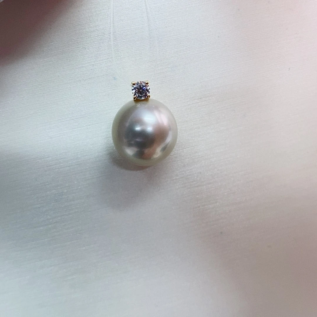 吊坠(不含链)18K金镶嵌海水珍珠11-12