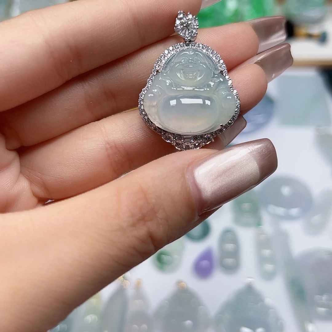 翡翠银S925镶嵌颈饰天然A货翡翠