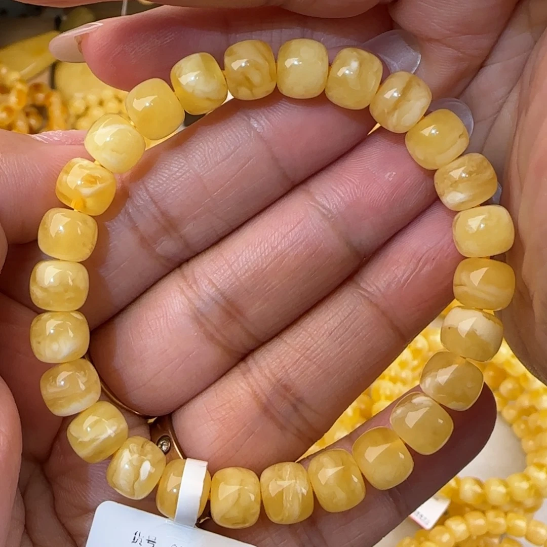 蜜蜡未镶嵌手链妖白花老型手串