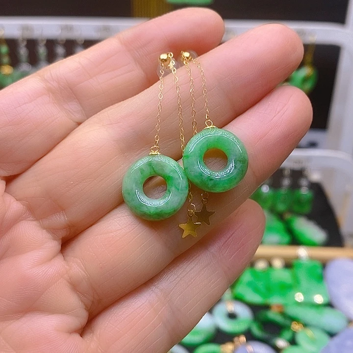 翡翠耳饰18K金镶嵌耳坠