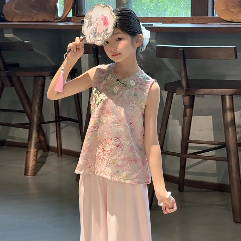 汉服女童夏装套装2025新款儿童绝美国风两件套小女孩新中式旗袍裙