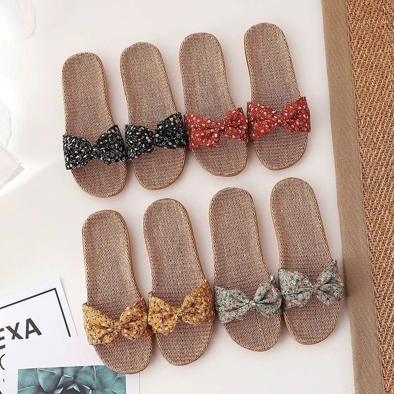 夏季韩版2022新款凉拖鞋蝴蝶结家居小花拖鞋防滑轻便吸汗无声拖