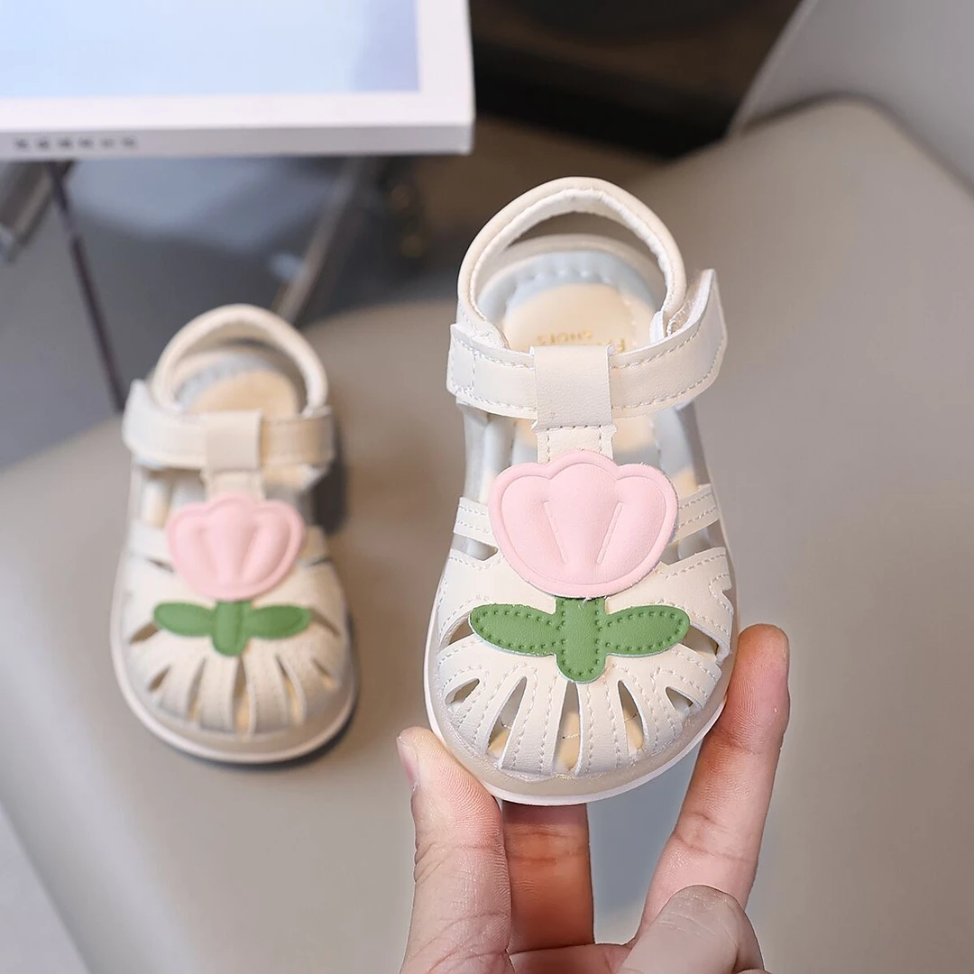 魔术贴防滑鞋子宝宝鞋图腾女夏季包头民族风婴儿凉鞋镂空女孩