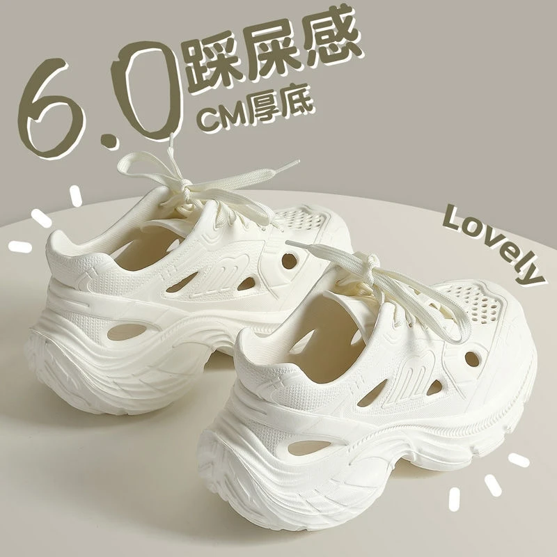 溯溪洞洞鞋女款2025新款夏季外穿沙滩运动凉拖鞋防滑增高EVA厚底