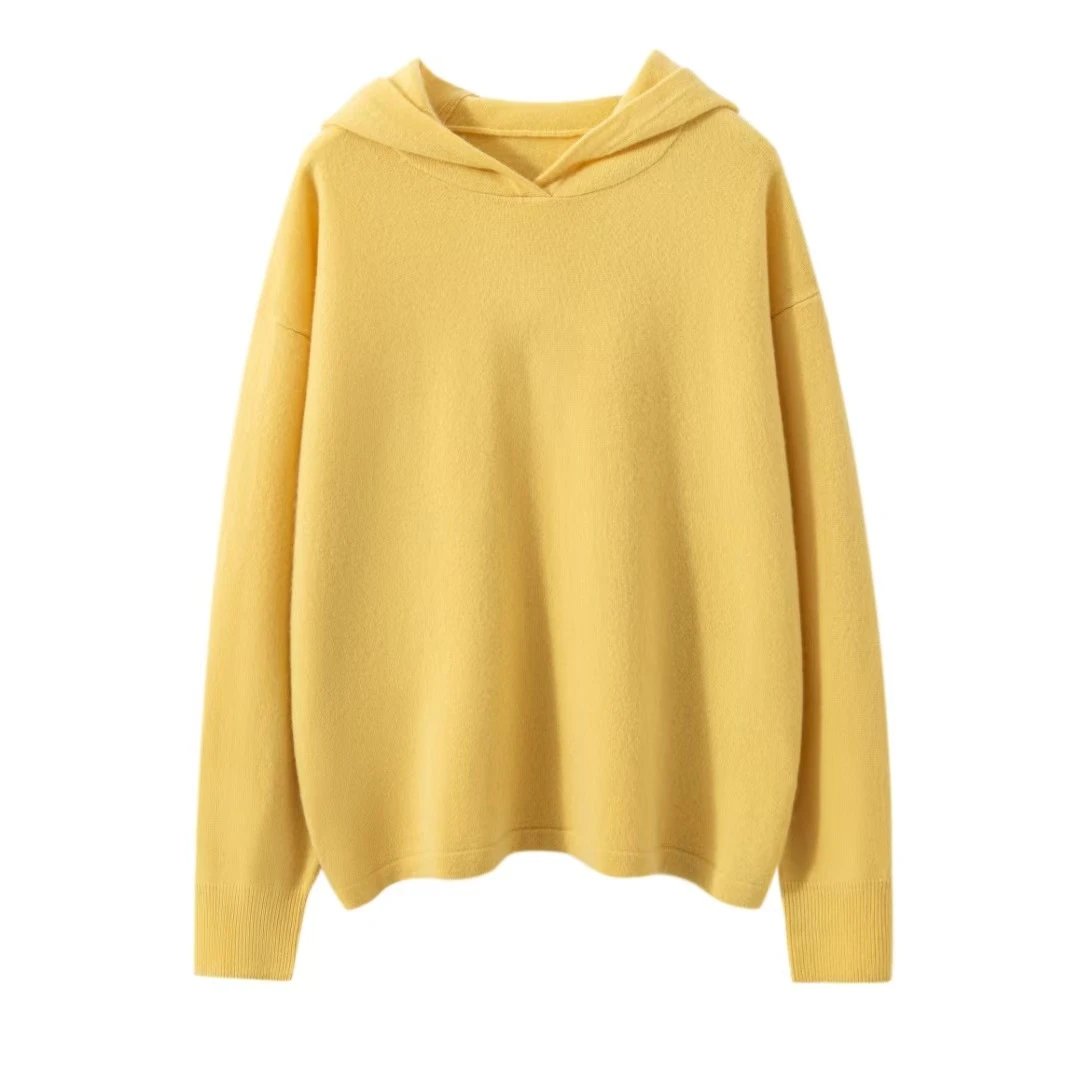 100%纯山羊绒连帽卫衣女全成型舒适休闲宽松软糯羊绒衫2025新款