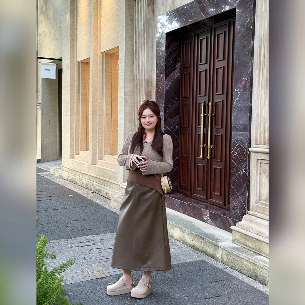 楠序【焦糖摩卡】雯雯微胖女装 2025年秋复古减龄时尚三件套YZ37066