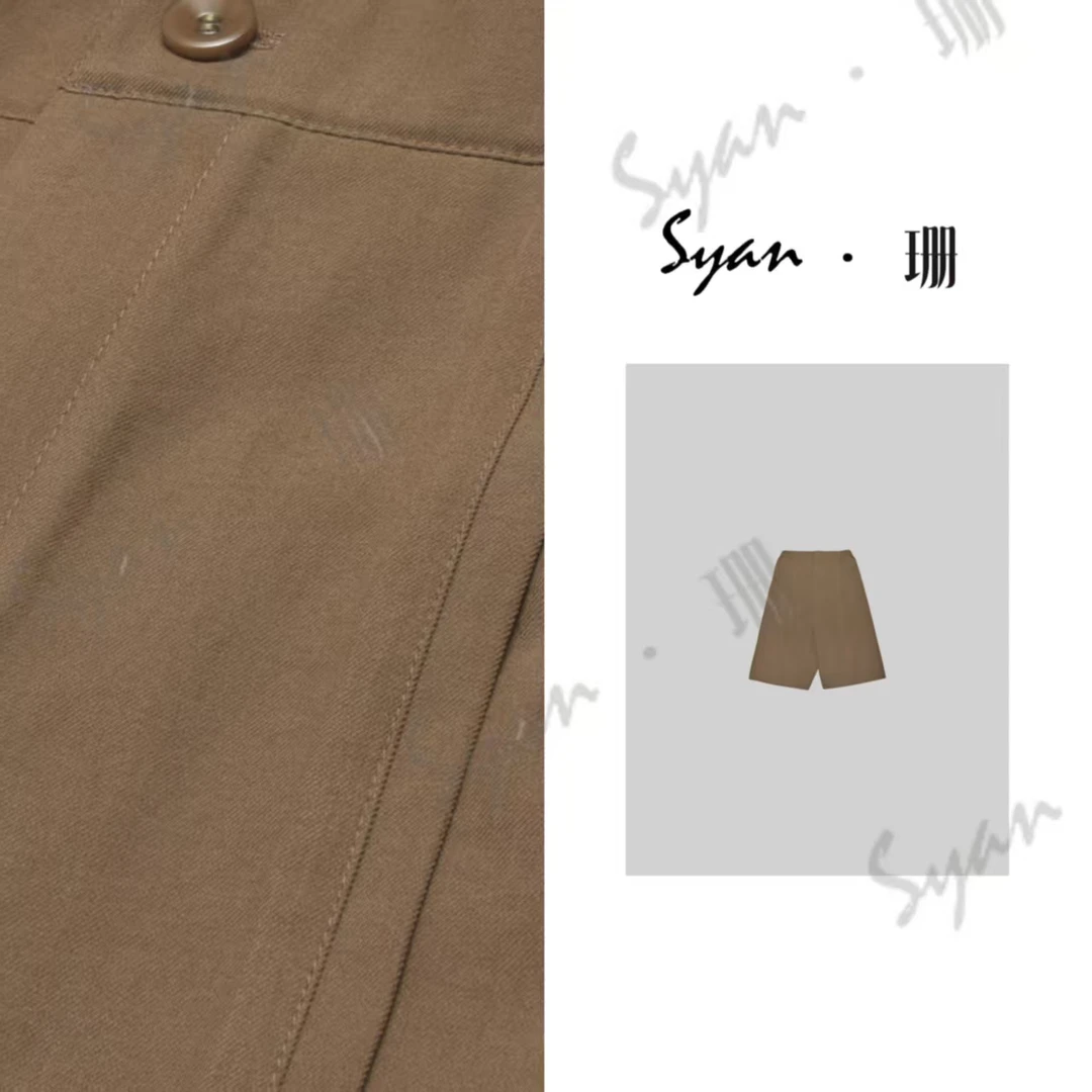 Syan【芝士分子】2025新款夏装时尚百搭复古潮流轻奢纯色休闲短裤
