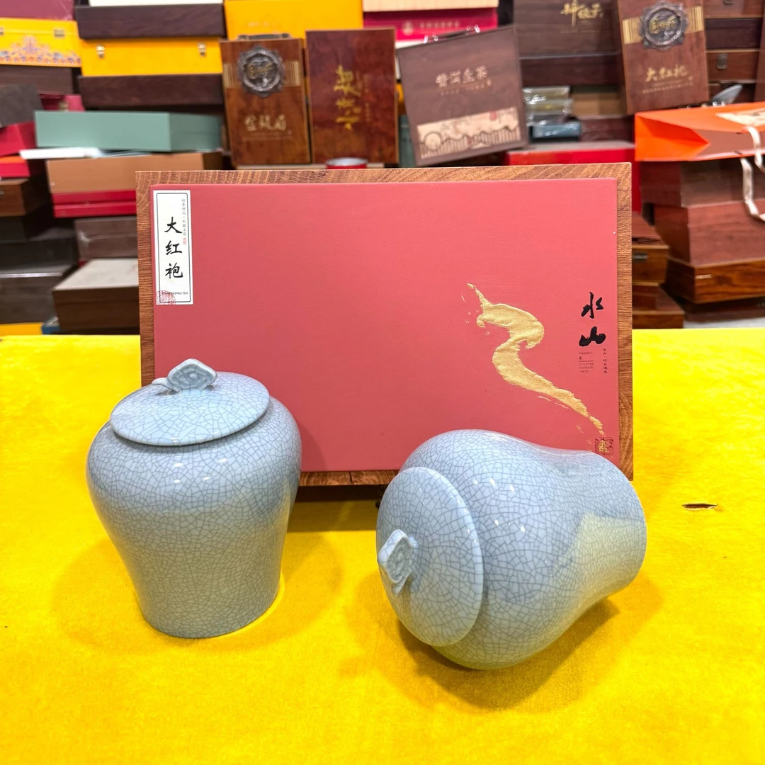 【顺丰发货】大红袍 乌龙茶 山水哥窑陶瓷罐茶叶礼盒装 中秋送礼