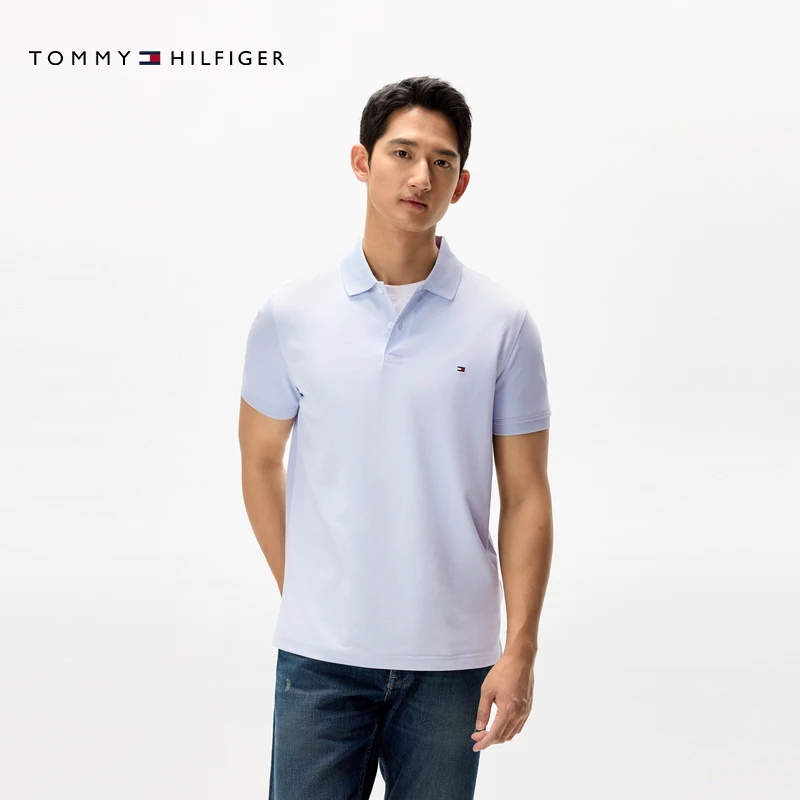 Tommy25春夏男吸湿速干珠地网眼撞色短袖T恤/镶边翻领POLO38701
