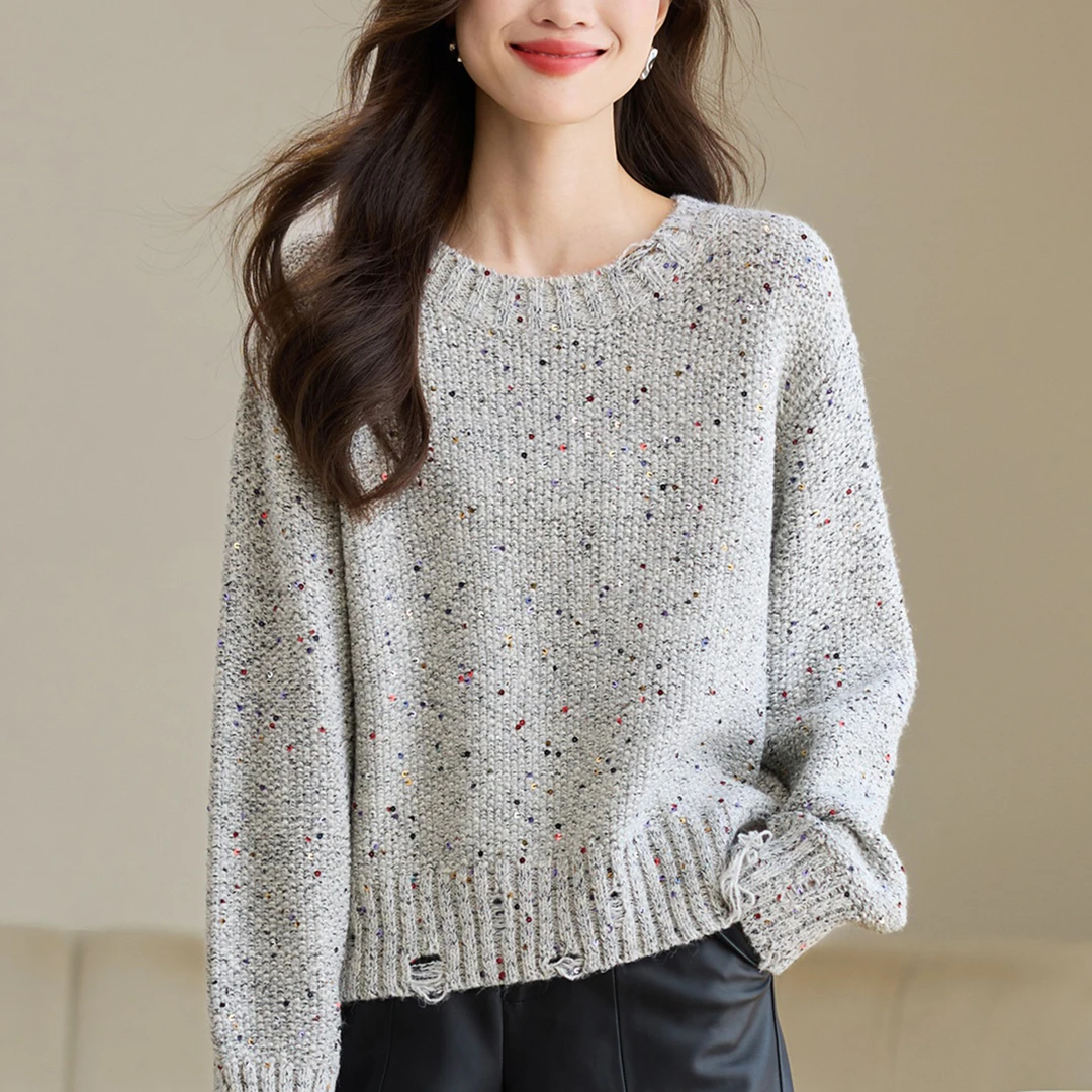 独特漂亮洋气打底衫显瘦减龄2025秋冬新款短款宽松毛衣慵懒高级感