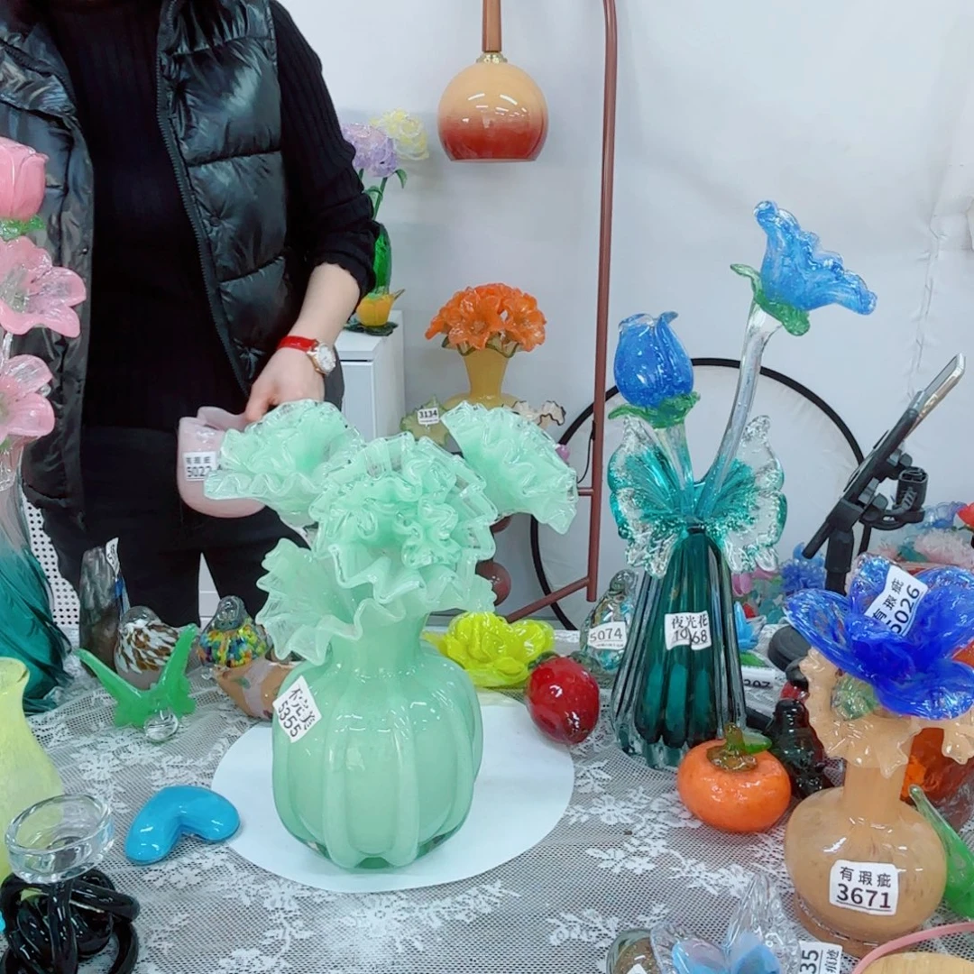 琉璃花瓶花艺术品