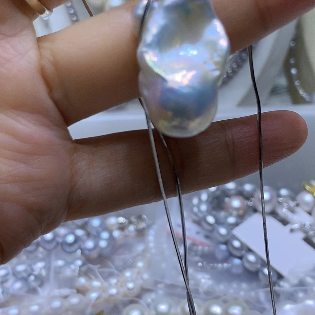 银S925镶嵌吊坠或者耳钉淡水珍珠