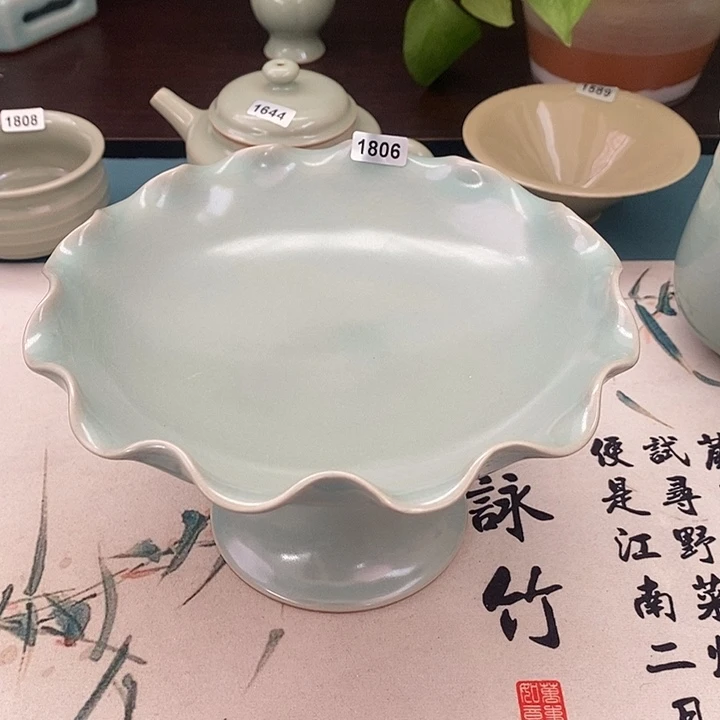 汝瓷1806瑕疵高足果盘