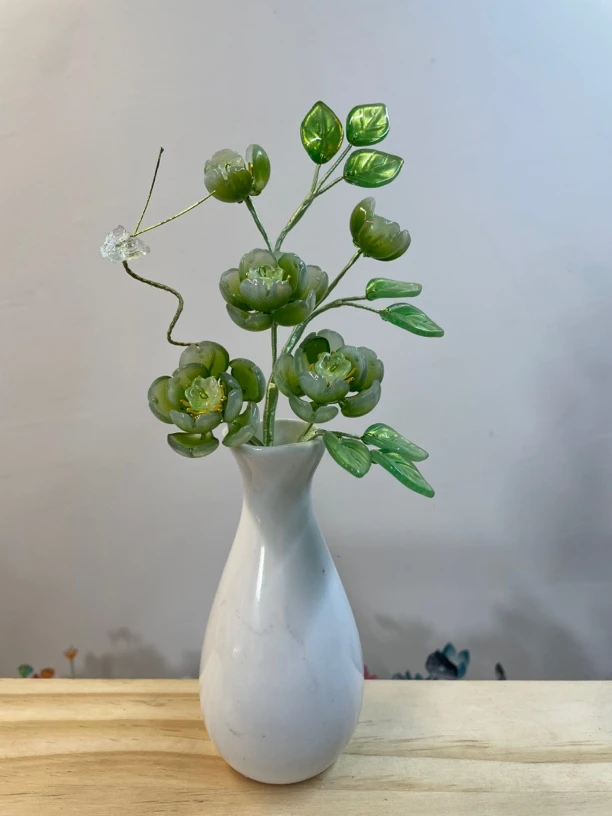 【成品】【陶瓷瓶+琉璃花】轻奢简约书桌办公小清新仿真花摆件装饰
