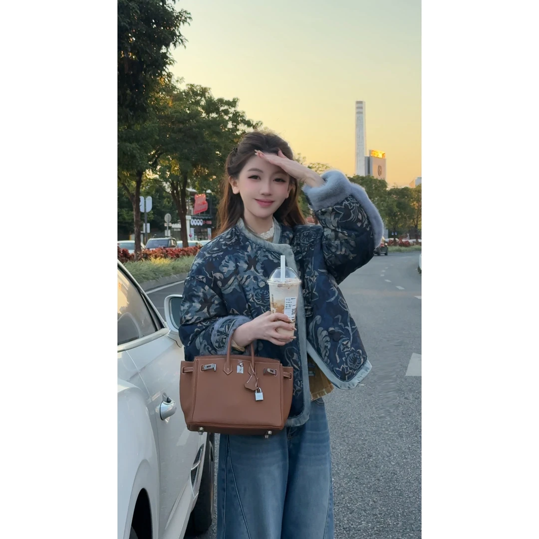 BOXUE“香云”2025冬进口水貂毛皮人.丝国风90白鹅绒#251227YR7993