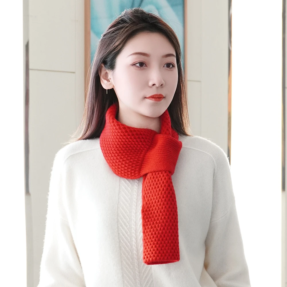 【昭乌达】纯羊绒围巾韩版针织保暖纯色百搭宽松白色披肩时尚围脖