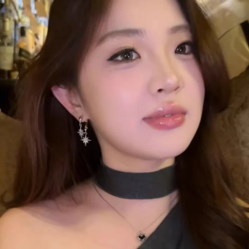 合金锆石耳饰 一款两戴不对称八芒星耳钉2025爆款个性甜酷耳饰