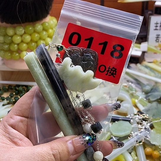 蛇纹石玉发簪未镶嵌旎***旎