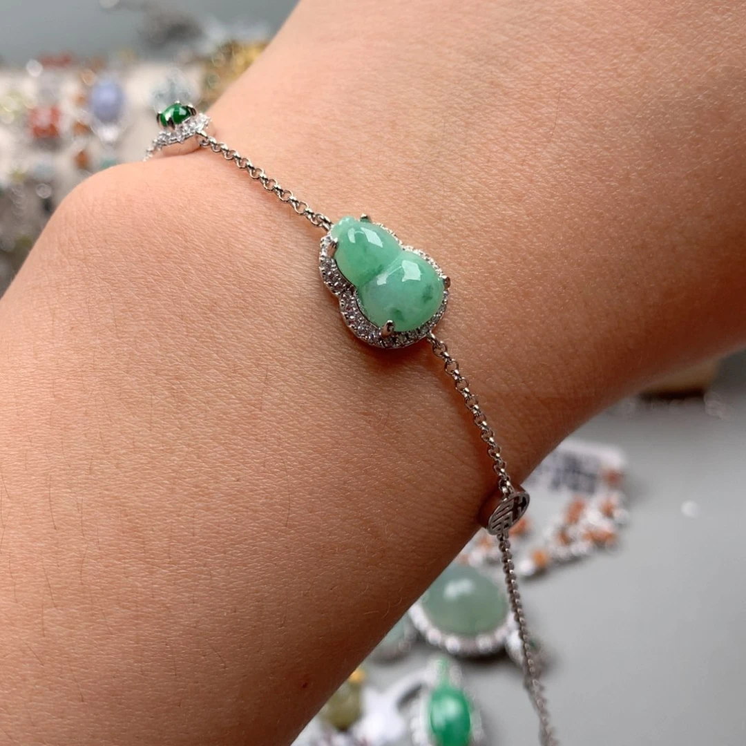 翡翠戒指银S925镶嵌手链