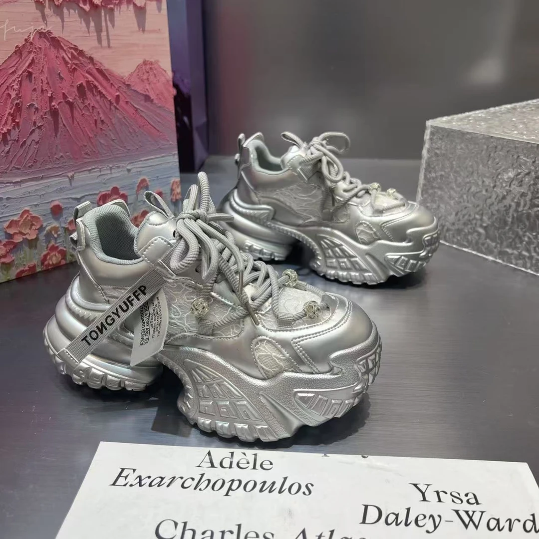 【慧】欧洲站厚底透气网面老爹鞋2025春夏松糕底百搭爆款休闲运动鞋