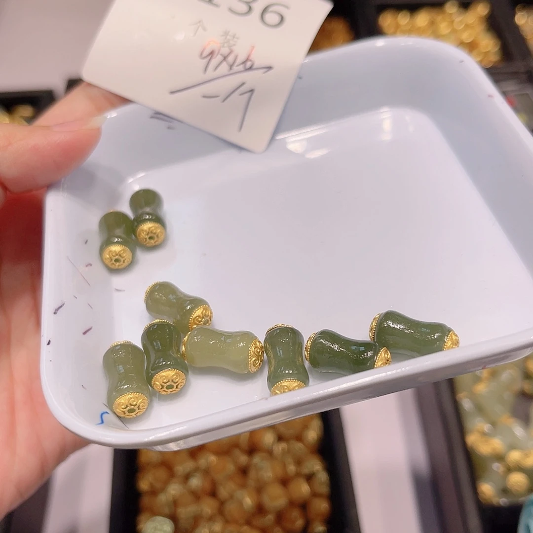 水晶珠宝半成品银S925镀金镶嵌136 。