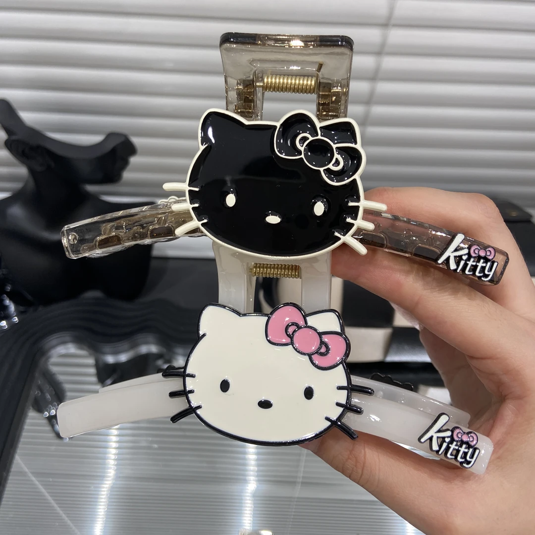 E4452kitty猫ab面可爱甜美新款13cm抓夹女小众高级感后脑勺鲨鱼夹