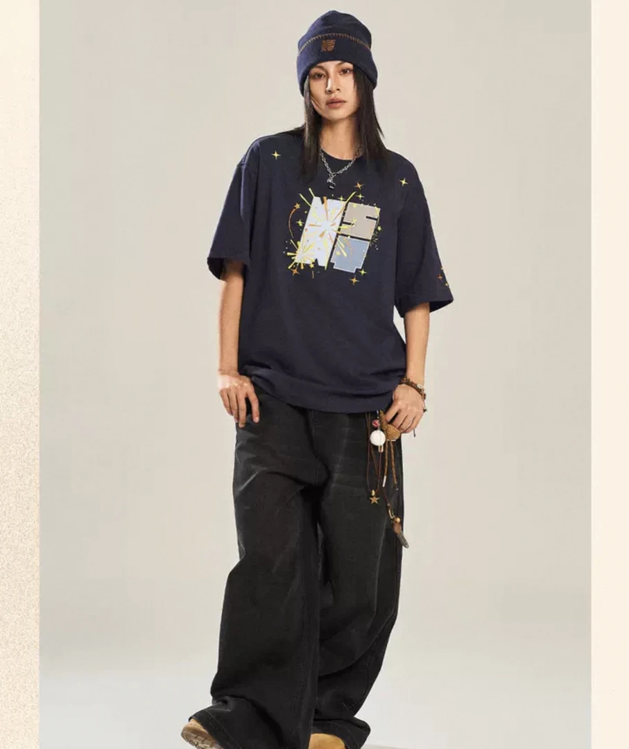 NS发芽烟花款］男女同款美式夏季新款宽松短袖