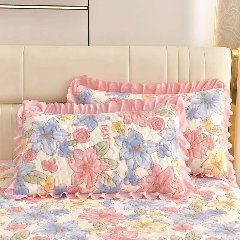 H48*74cm冬季加厚绒枕套一对装（花季物语）