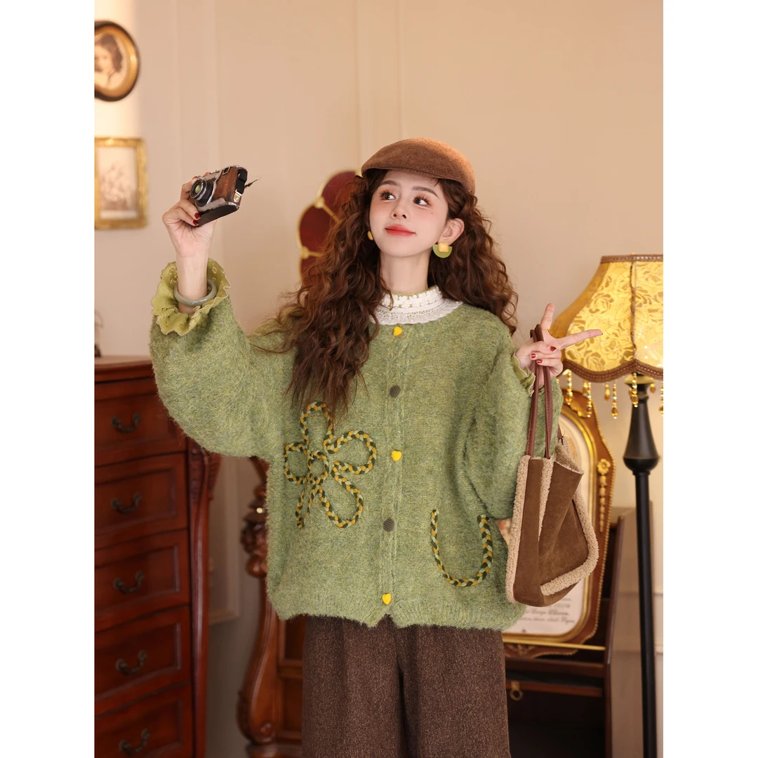 陈大器【午后林隙】港风复古秋冬加厚针织宽松百搭毛衣JM2477784