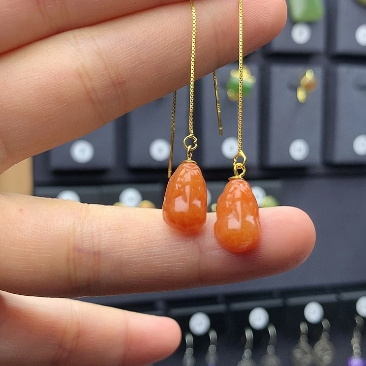 和田玉耳饰银S925镶嵌