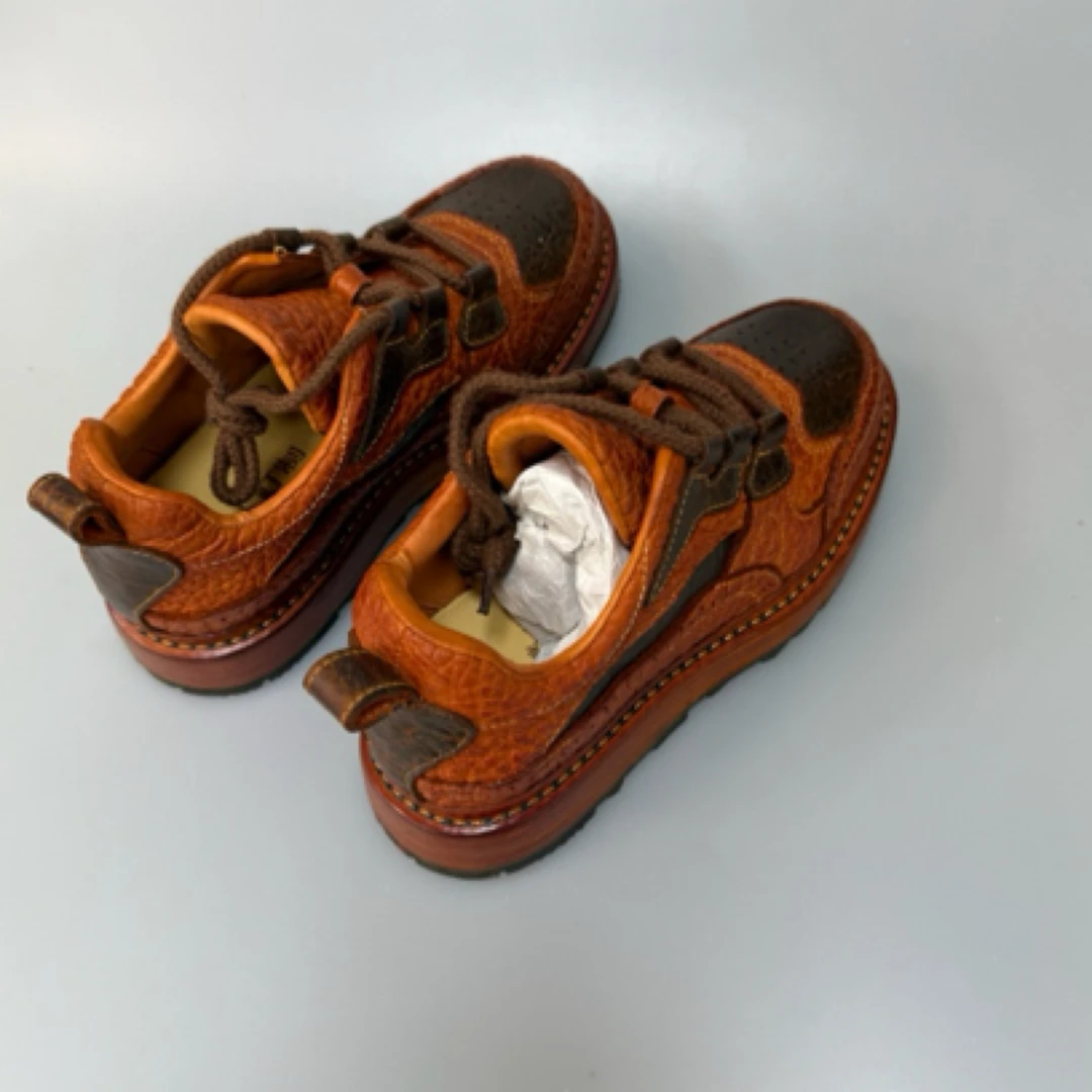 低帮耐磨素面卡其复古棕色前系带休闲皮鞋韩版