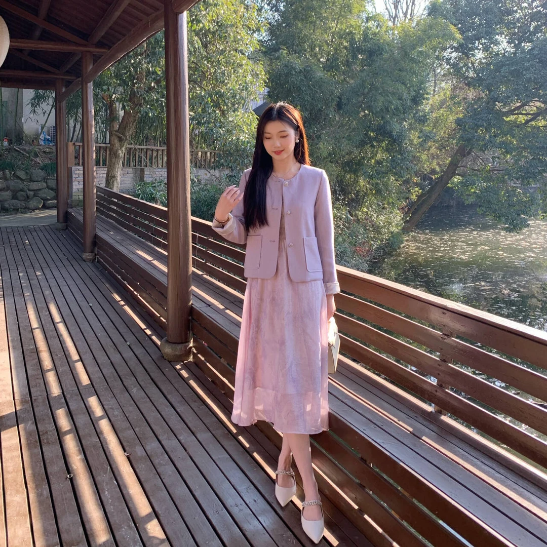 Candy Cloud清 紫竹 正反双面穿新款小香式新中式短款外套WT140/5