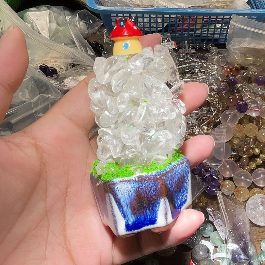 水晶手链未镶嵌喜马拉雅白水晶蘑菇屋