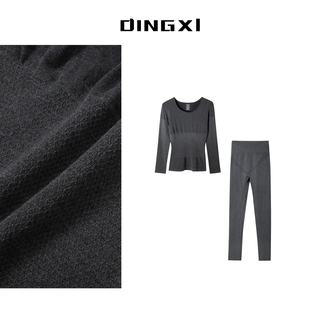 【塑性战衣】女厚款保暖套装圆领秋季保暖美体休闲黑色塑形纯色