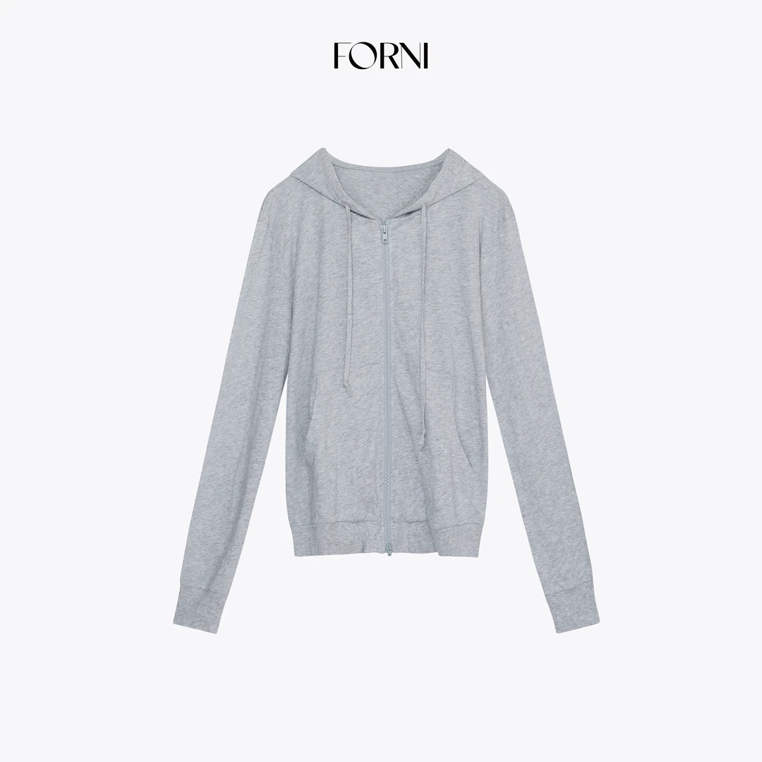 FORNI 宅家休闲套 松弛感休闲敲薄100全棉连帽卫衣长裤套装