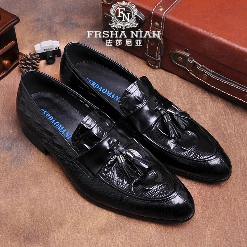 法莎尼亚高级设计新款商务休闲皮鞋韩版潮流百搭真皮皮鞋乐福鞋鞋