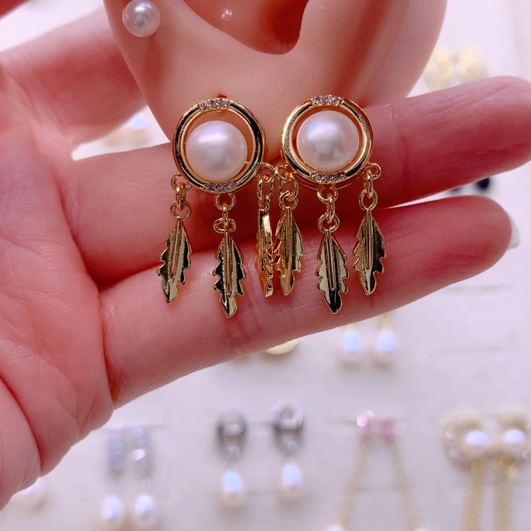 耳饰合金淡水珍珠