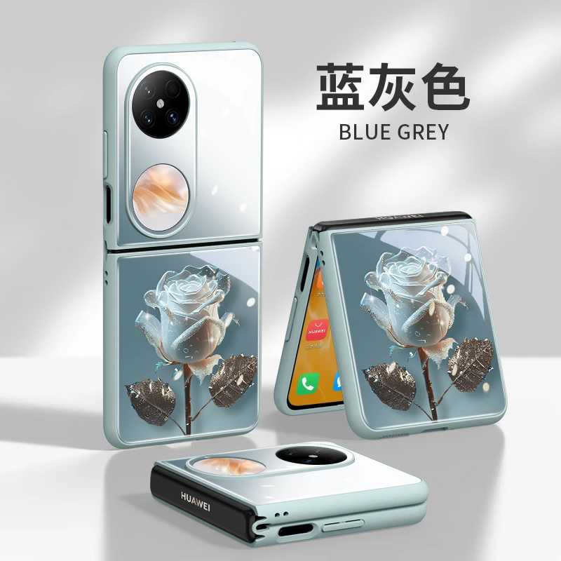 水晶玫瑰适用华为Pocket2手机壳pocket折叠网红P50小众pocket防摔
