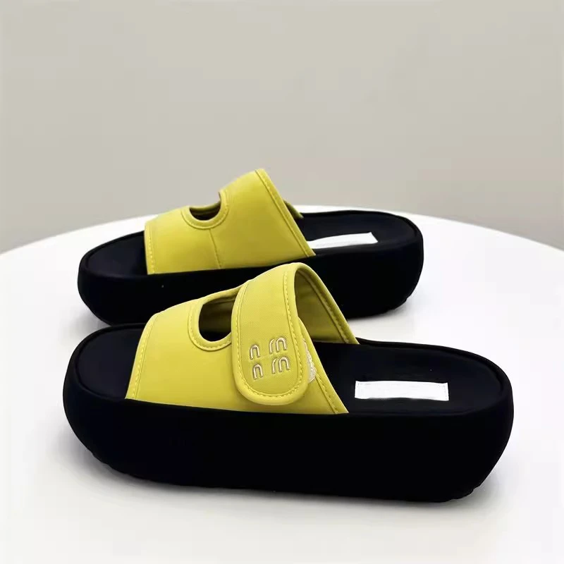 时尚小个子增高百搭魔术贴厚底拖鞋女2025新款夏季外穿配裙子凉拖