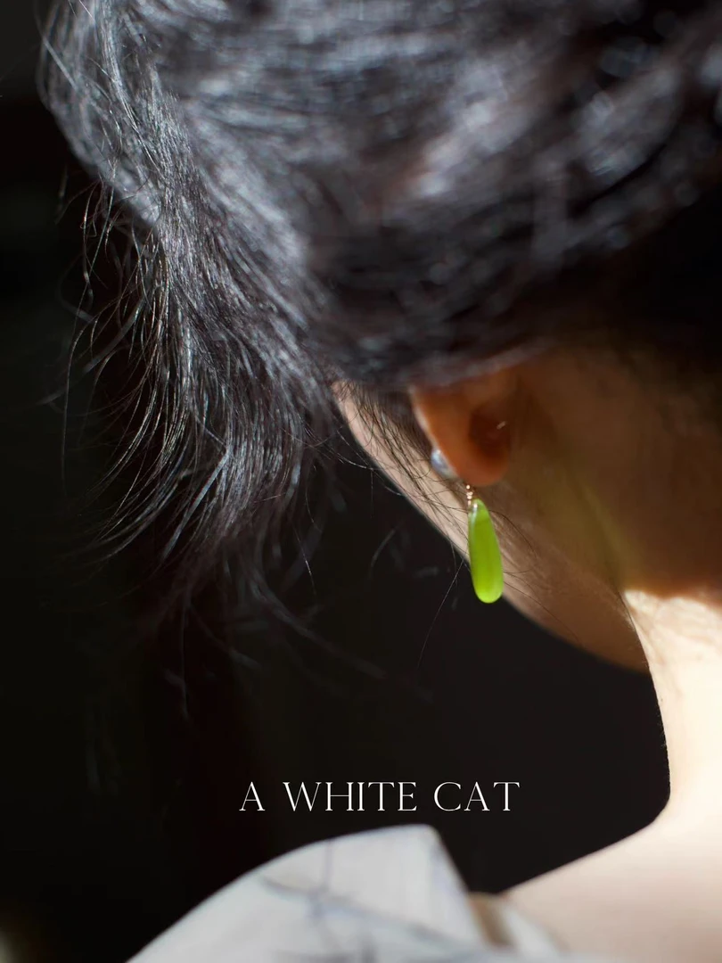 铜合金耳饰 珍珠绿色长款耳环百搭复古小众