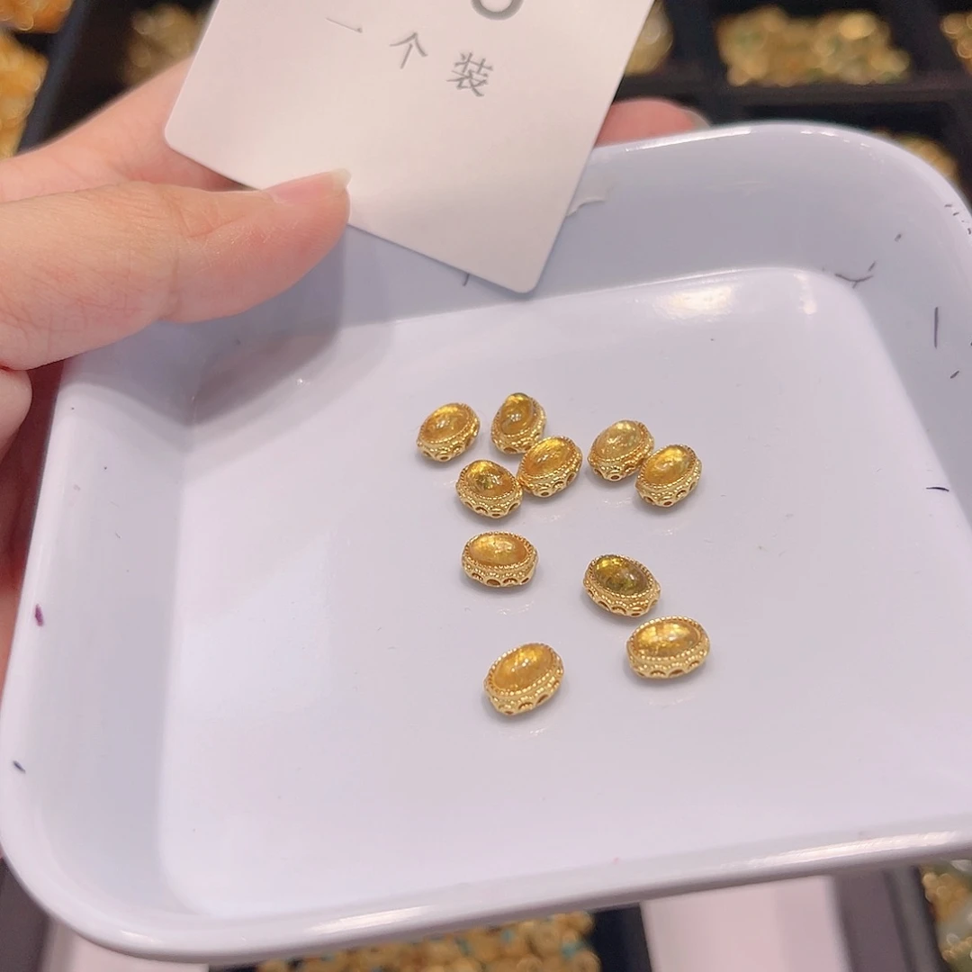 水晶珠宝半成品银S925镀金镶嵌96 。