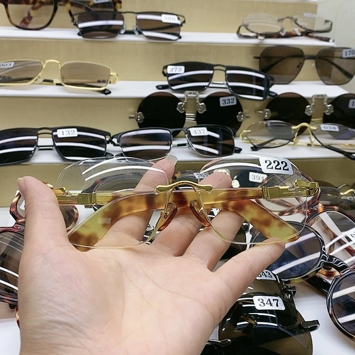 无框款天然水晶石头眼镜