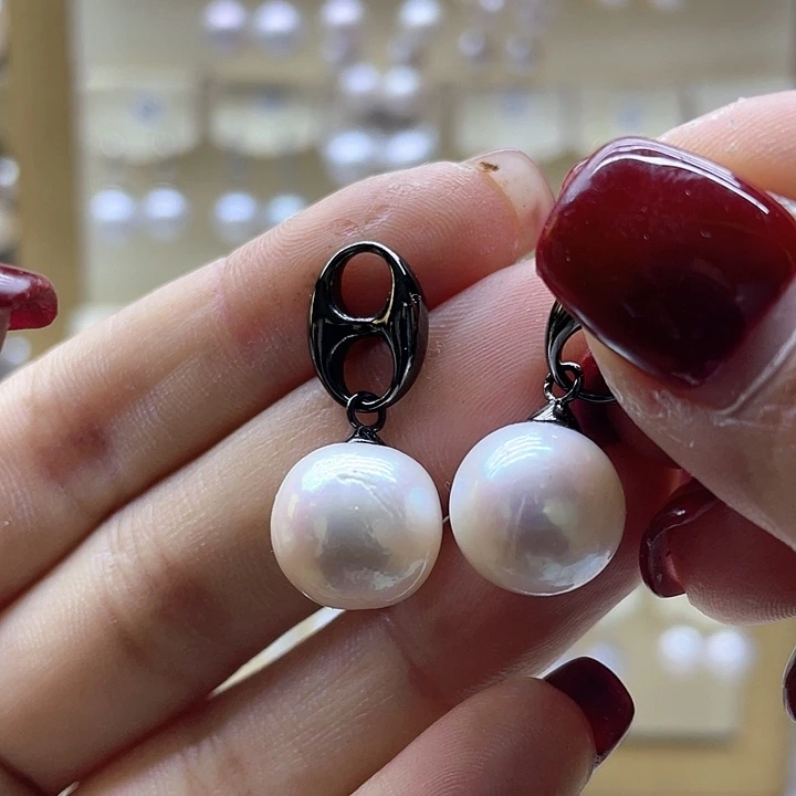 淡水珍珠耳饰银S925镶嵌