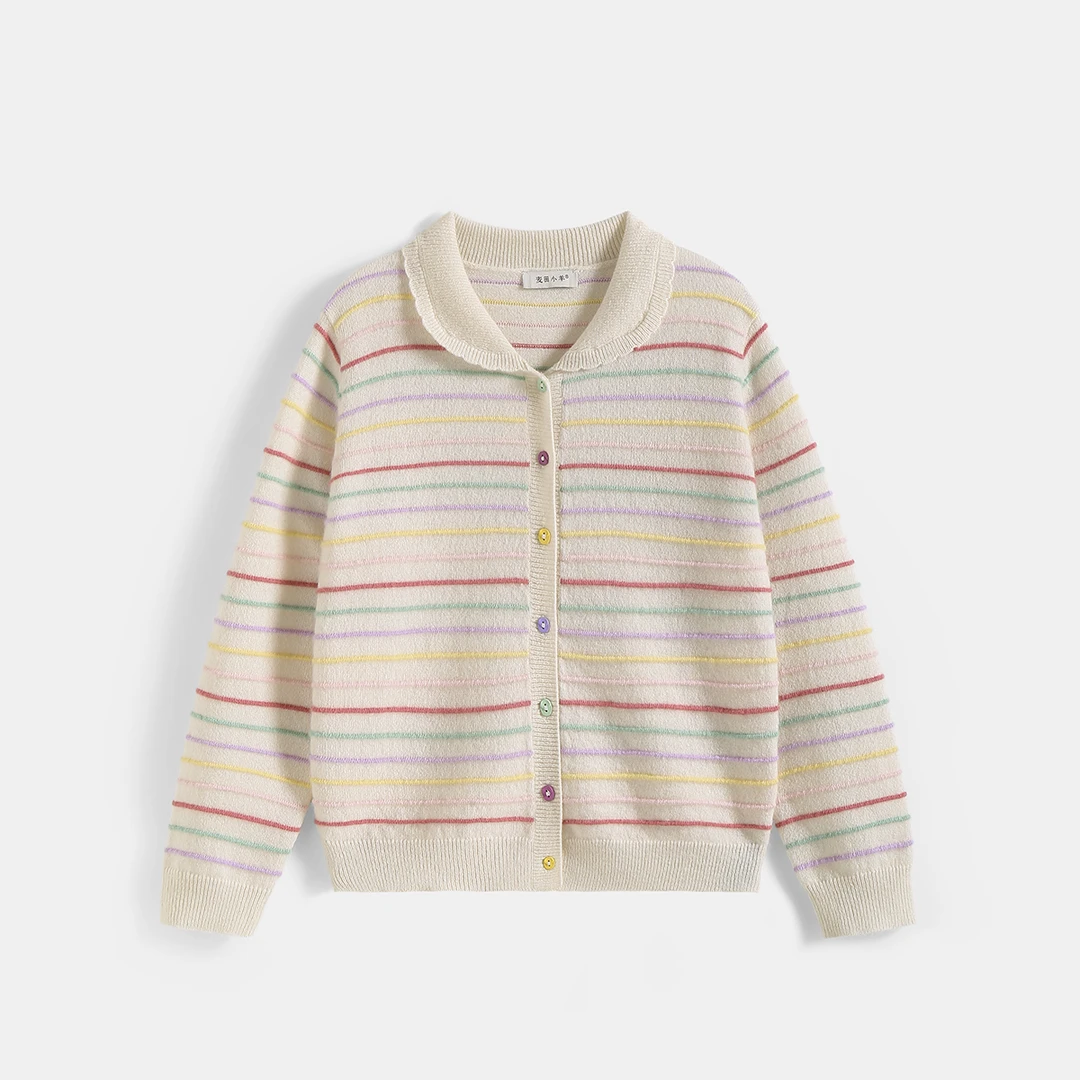 成人女童山羊绒儿童秋冬条纹针织开衫T25167