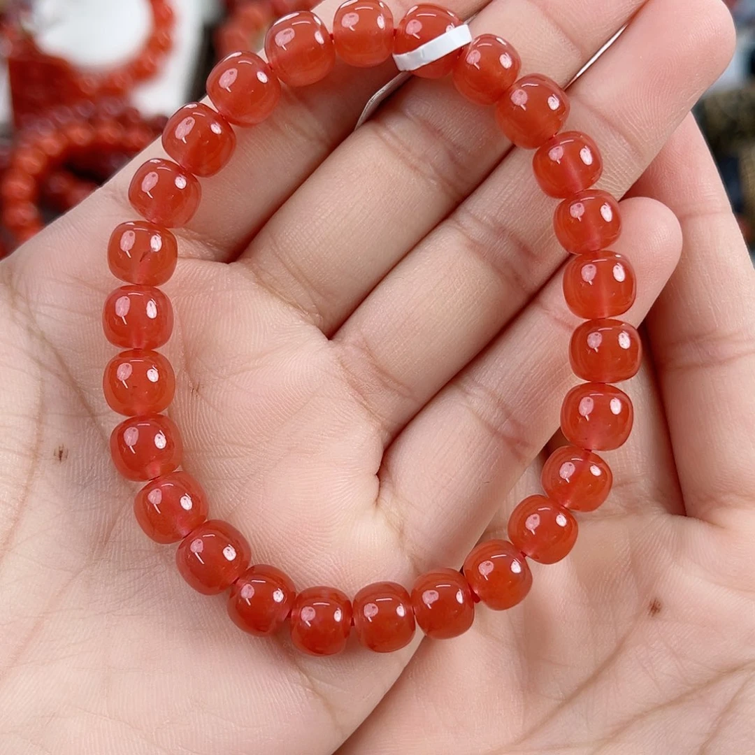 南红玛瑙未镶嵌河湾冰红老型单圈8mm