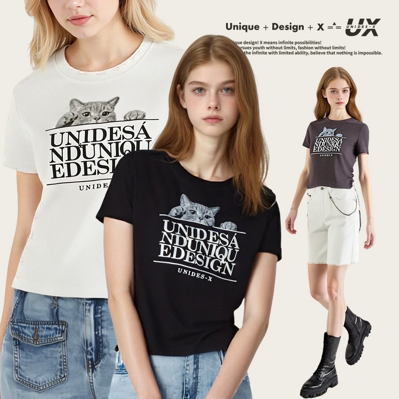 UX2025夏季新款【不焦虑·萌宠系列】喵星人T恤